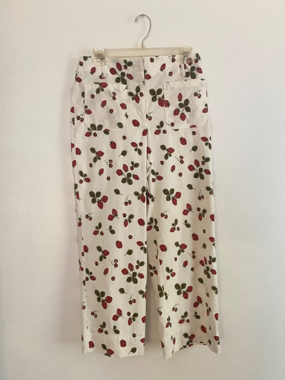 Nicole Miller Women's Strawberry Print Wide-Leg Pants Size 6 Cotton Blend